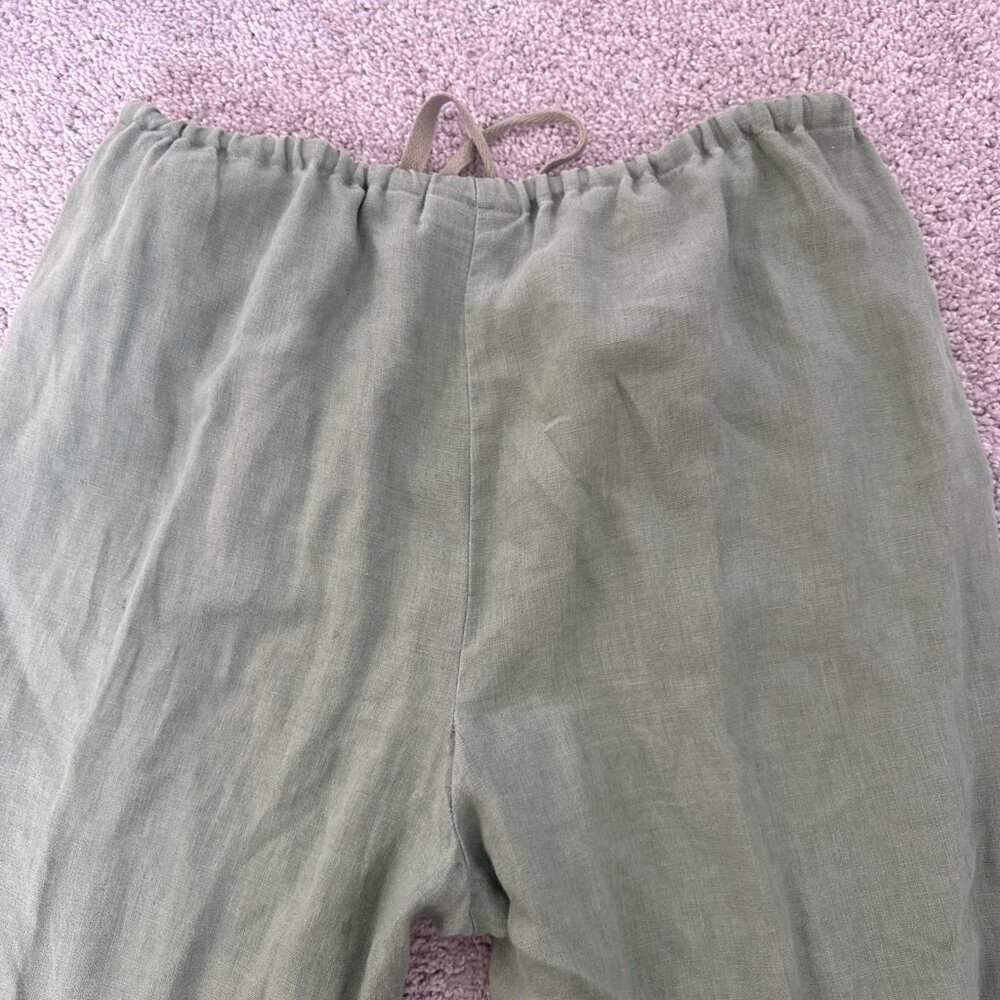 Nordstrom Green Ankle Linen Pants Safari Vacation Summer Lightweight‎ Sz M - Picture 10 of 13